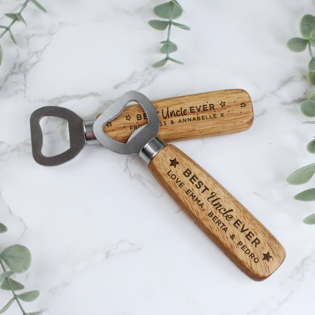 Personalised Best Uncle Ever Wooden Bottle Opener