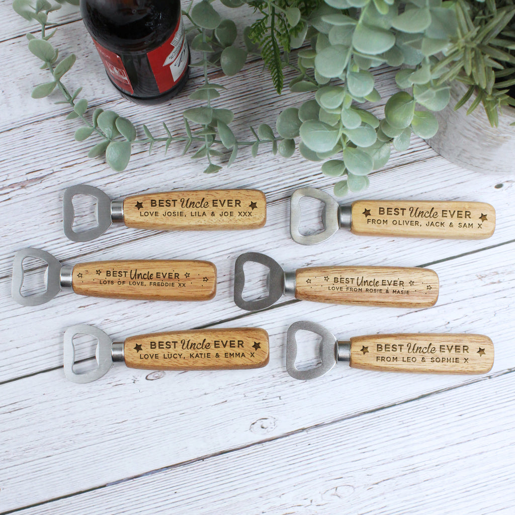 Personalised Best Uncle Ever Wooden Bottle Opener