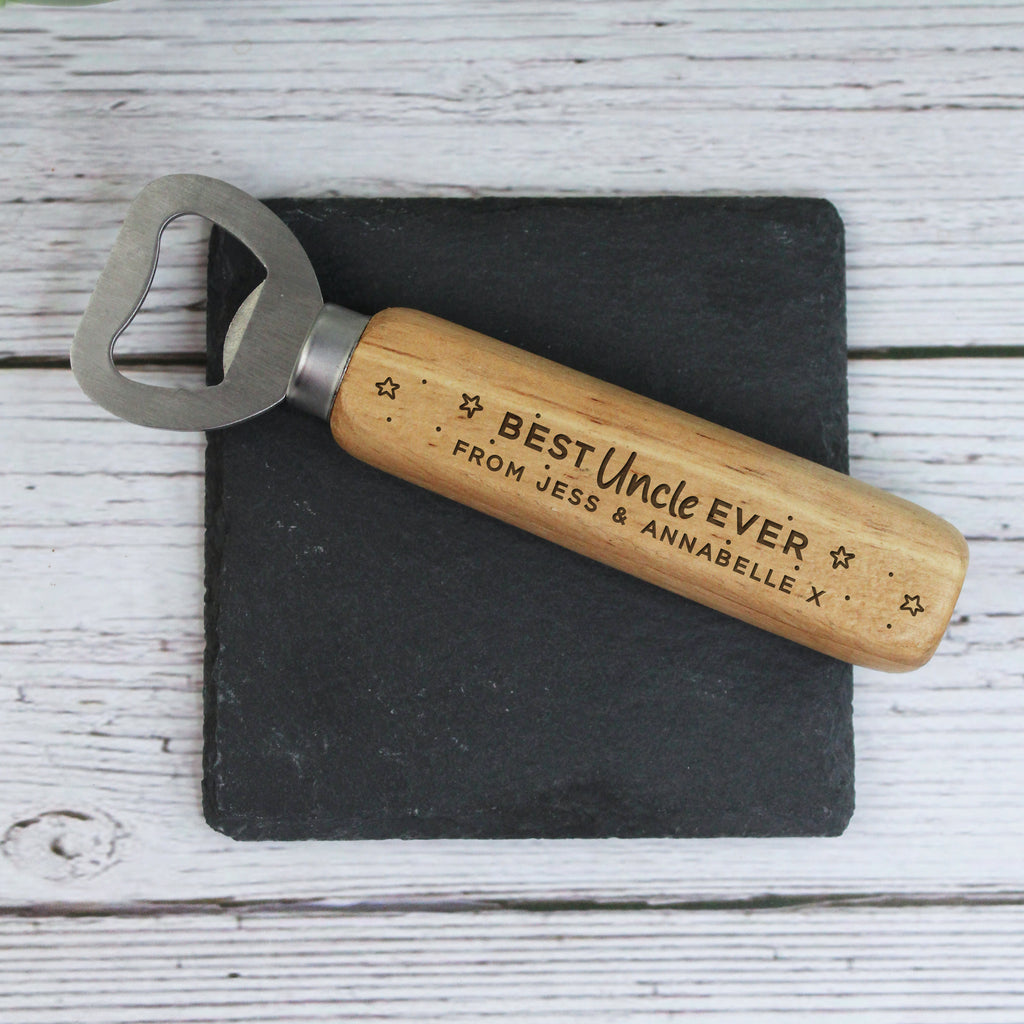 Personalised Best Uncle Ever Wooden Bottle Opener