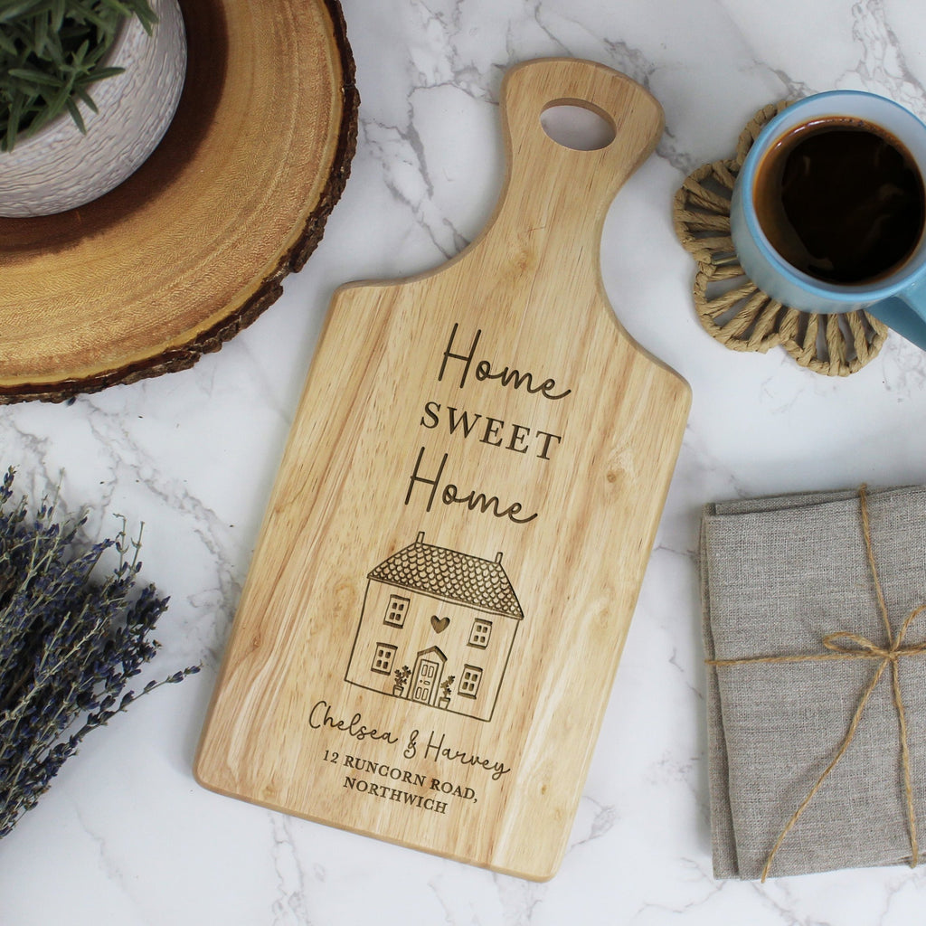 Personalised 'Home Sweet Home' Paddle Chopping Board