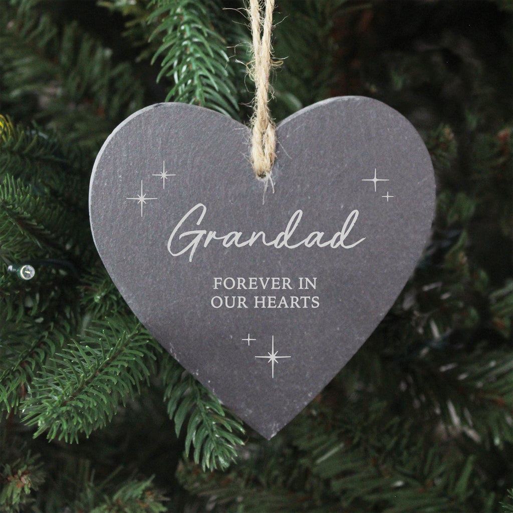 Personalised Slate Heart Christmas Memorial Bauble