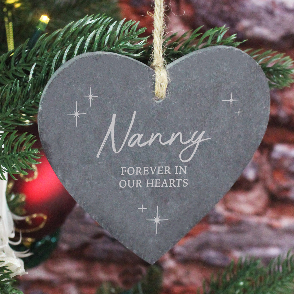 Personalised Slate Heart Christmas Memorial Bauble