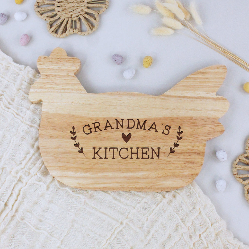 Personalised Chicken Shaped Grandma’s Kitchen Board