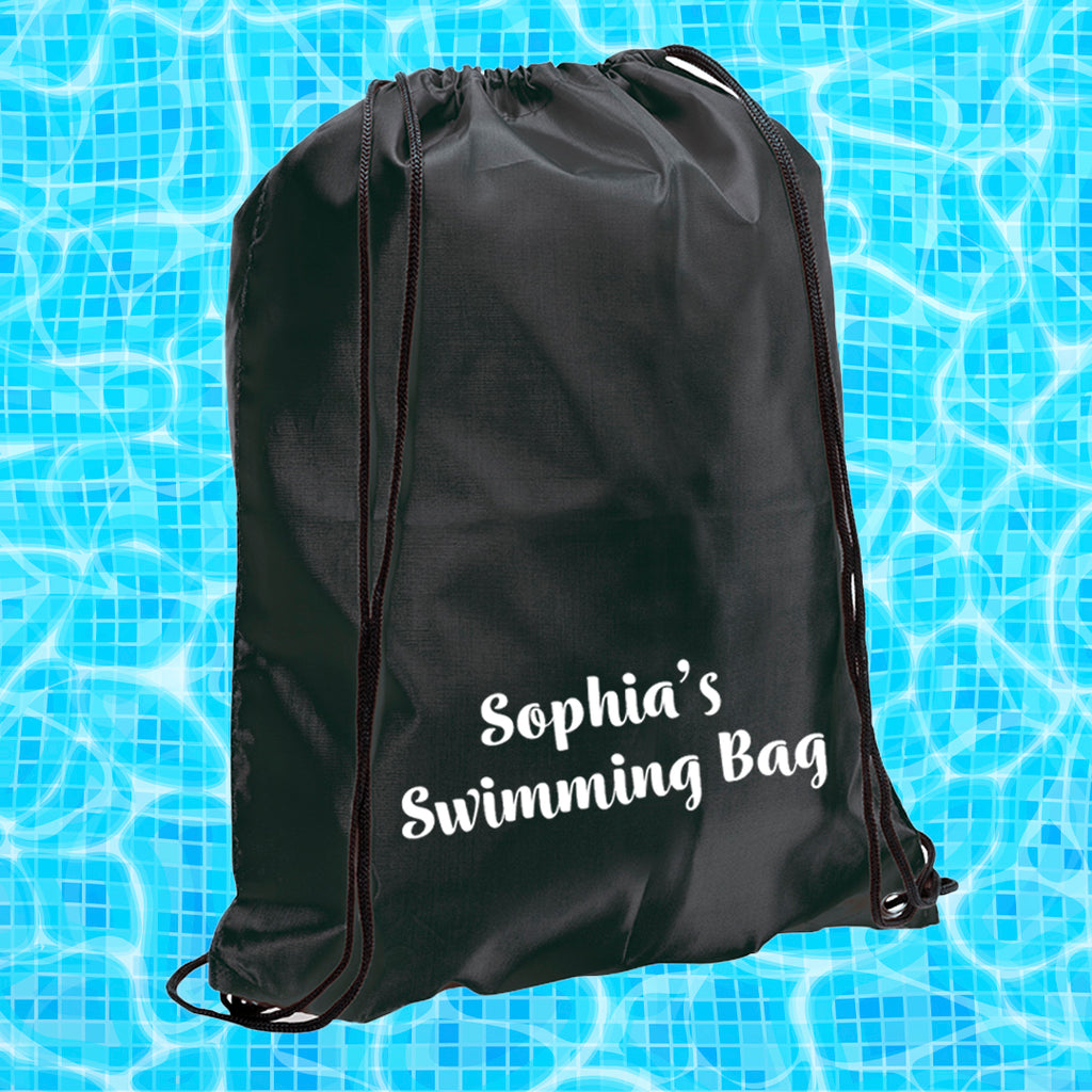 Black Personalised Swimming Bag