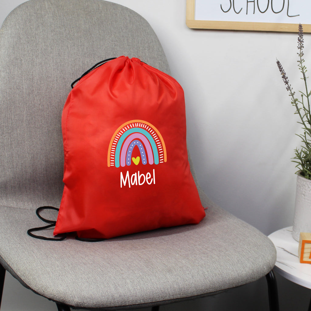 Personalised Rainbow Drawstring PE Bag