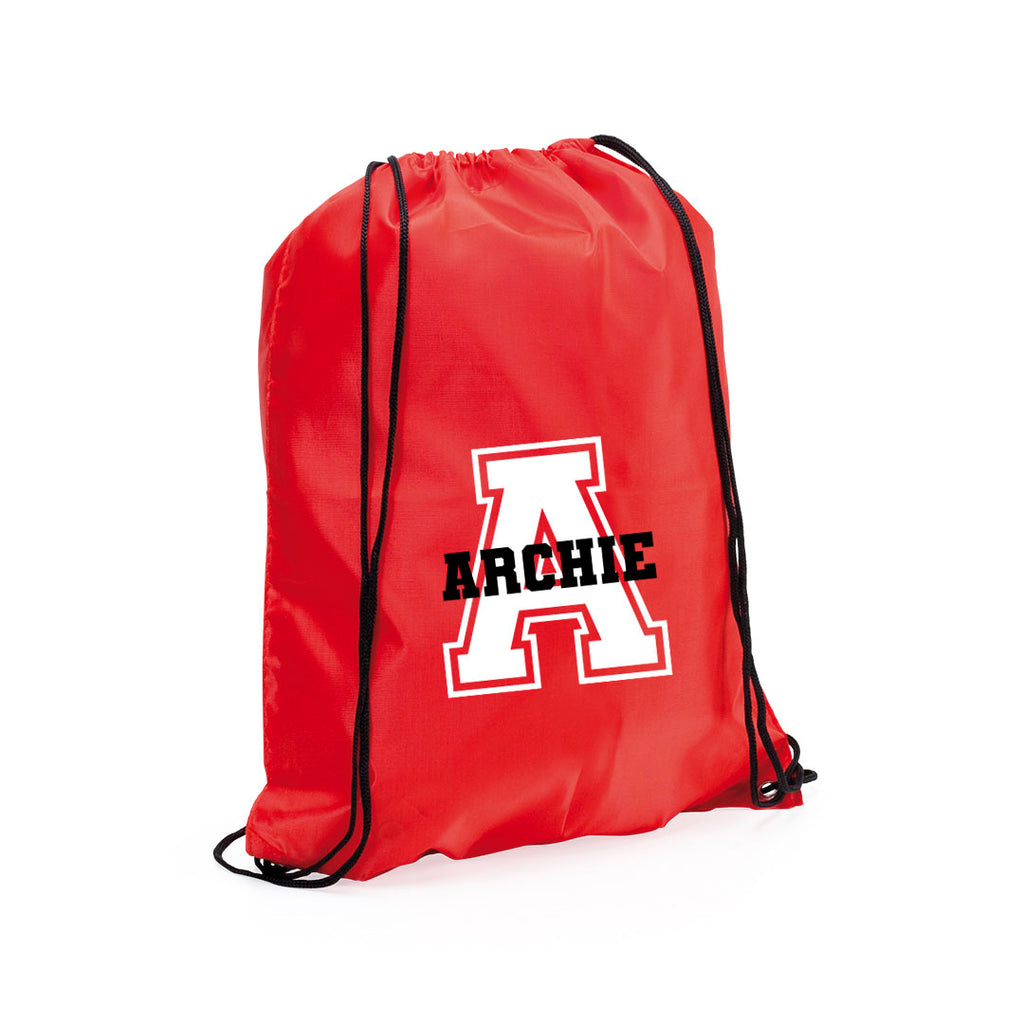 Personalised Drawstring Bag with Initial and Name 