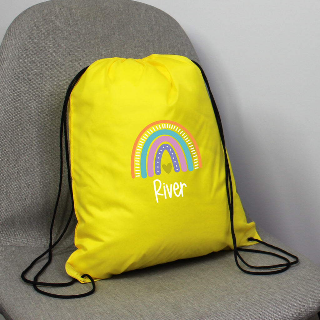 Personalised Rainbow Drawstring PE Bag