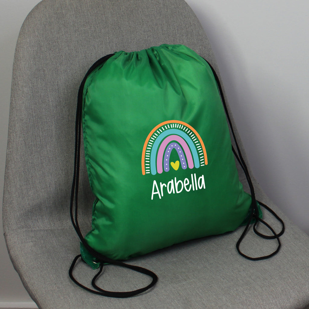 Personalised Rainbow Drawstring PE Bag