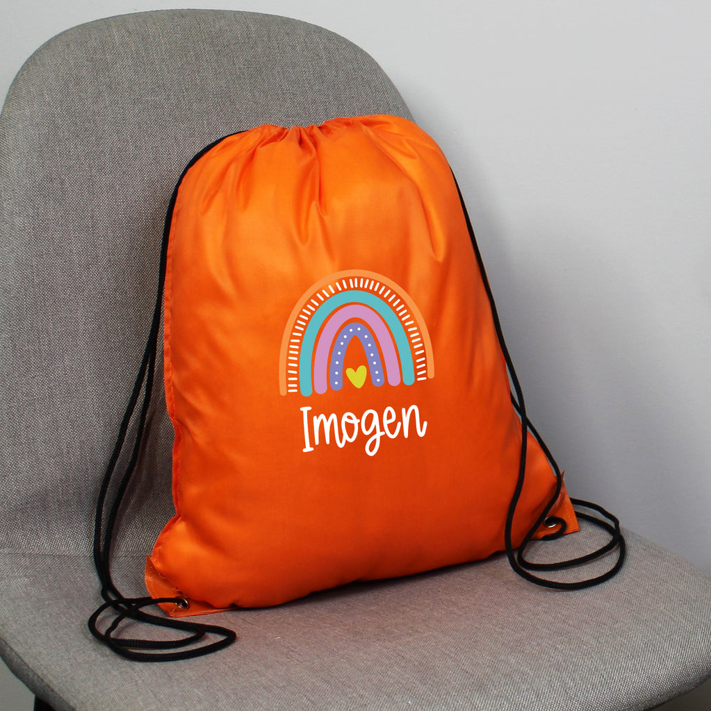 Personalised Rainbow Drawstring PE Bag