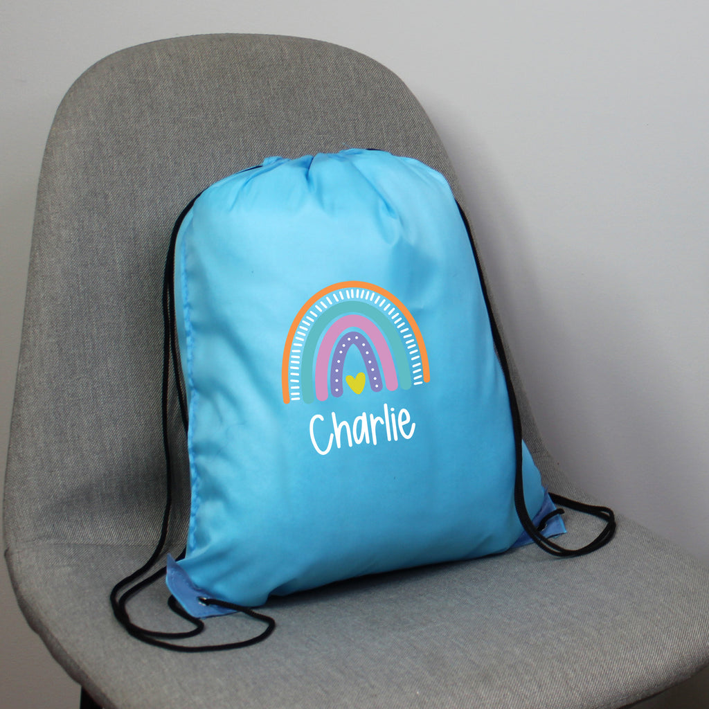 Personalised Rainbow Drawstring PE Bag