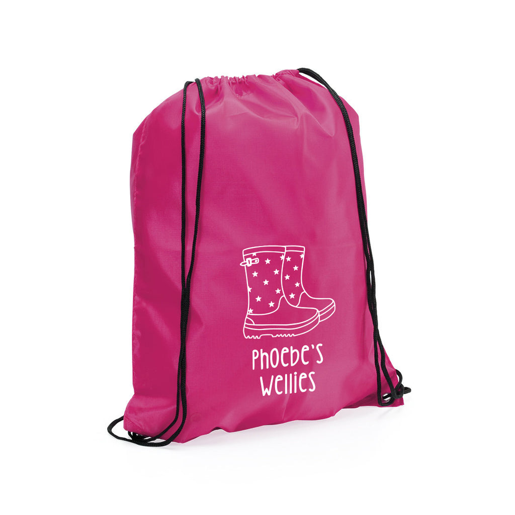Personalised Welly Boot Drawstring Bag