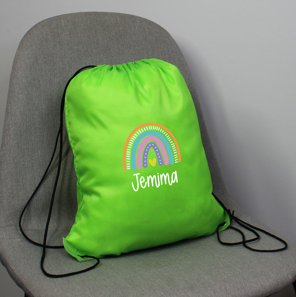 Personalised Rainbow Drawstring PE Bag