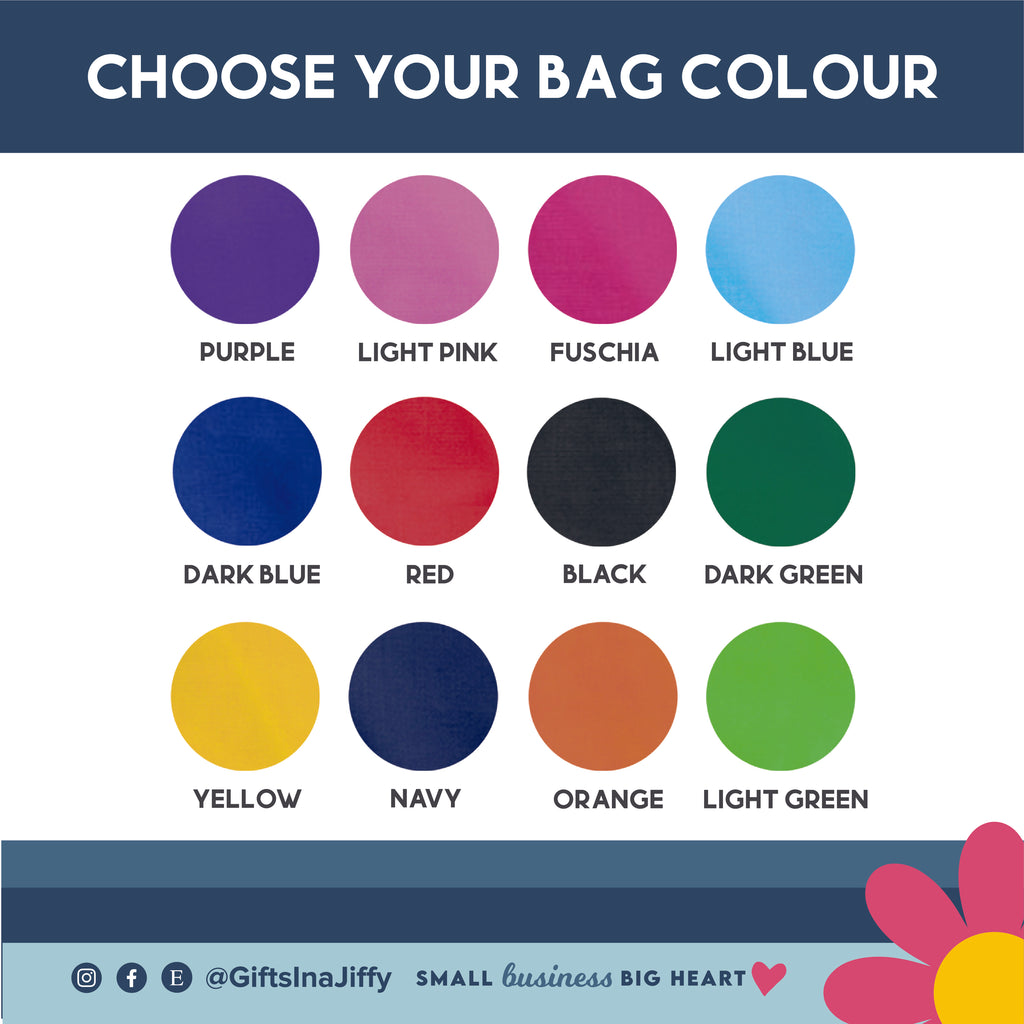 Personalised Swimming Bag Colour Chart