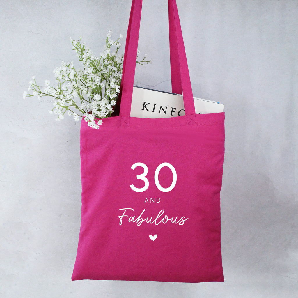 Personalised 30 & Fabulous Pink Tote Bag