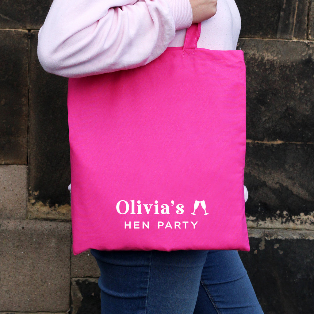 Personalised Pink "Hen Party" Bag - Bride's Name