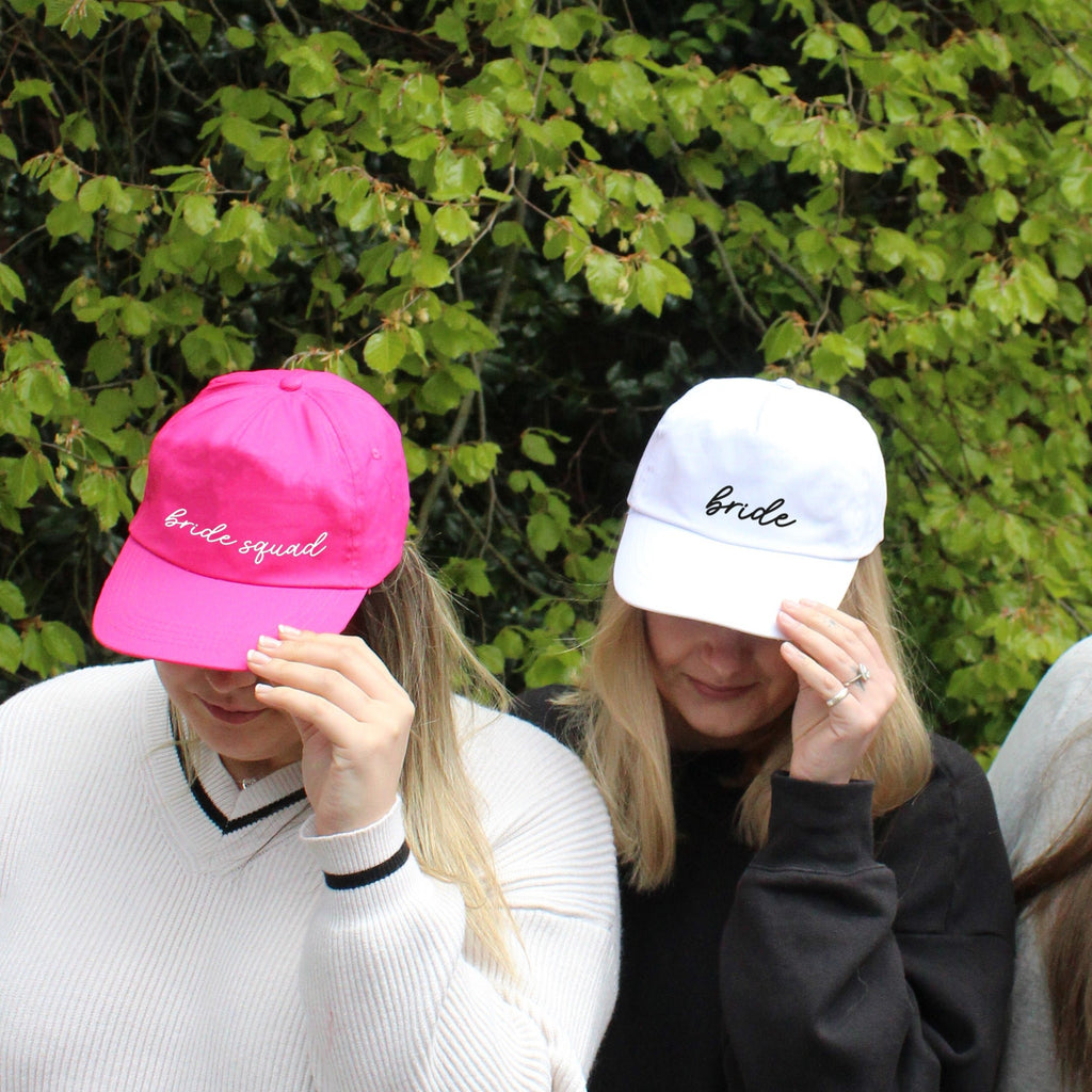 Personalised Pink Bride Squad & White Bride Caps