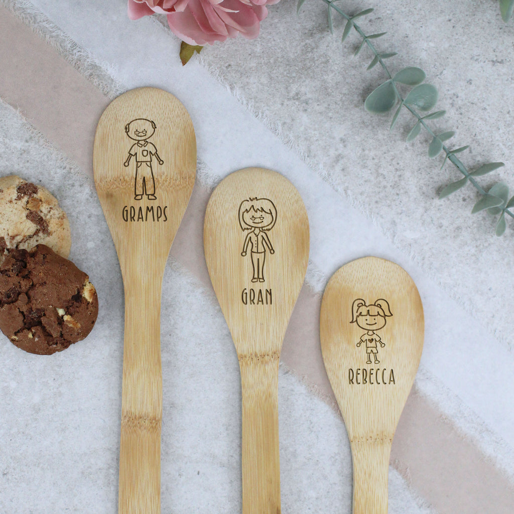 Family Engraved Wooden Spoon / Baking with The Family Bamboo Wooden Spoon