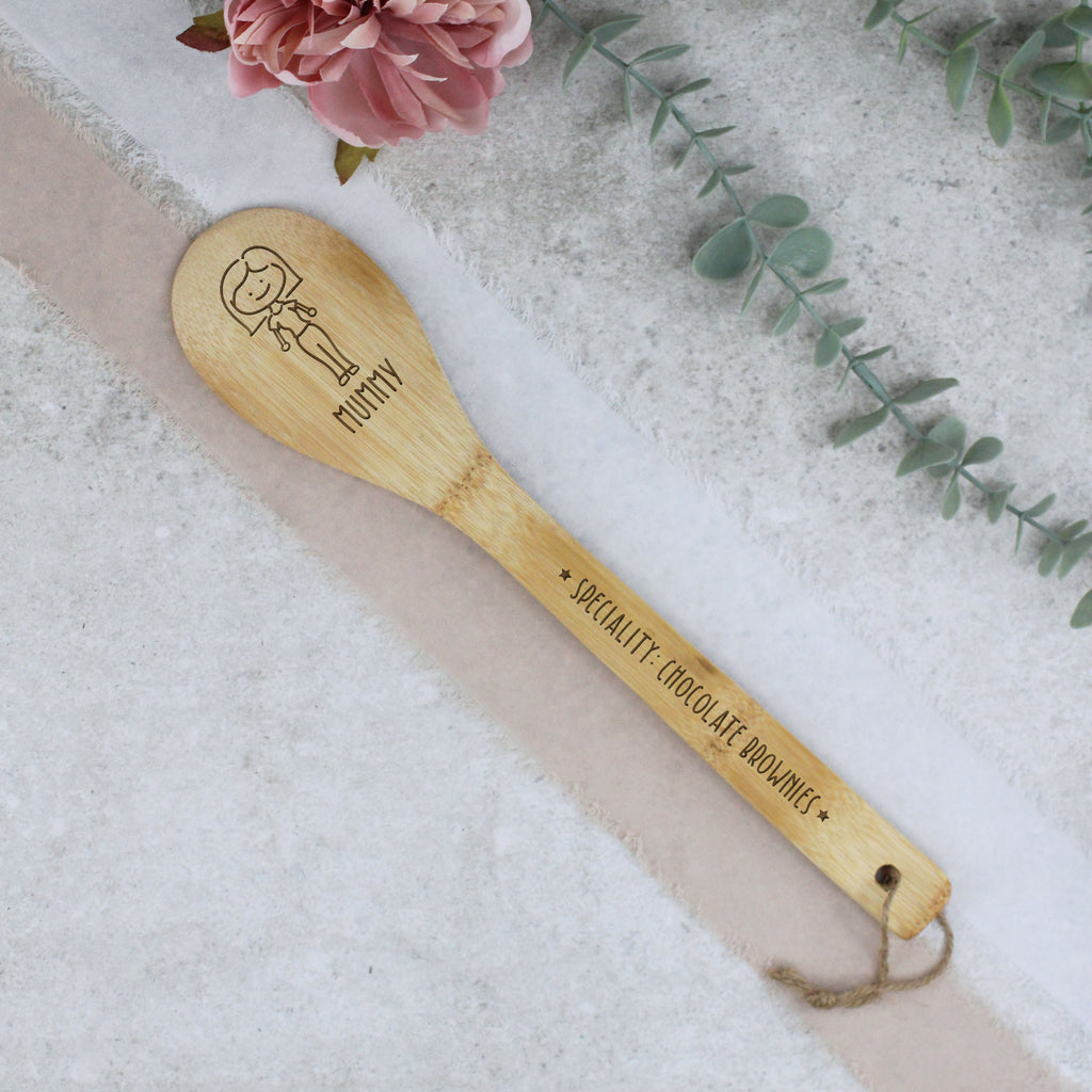 Family Engraved Wooden Spoon / Baking with The Family Bamboo Wooden Spoon