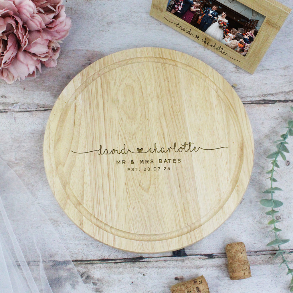 Personalised 30cm Mr & Mrs Wedding Chopping Board