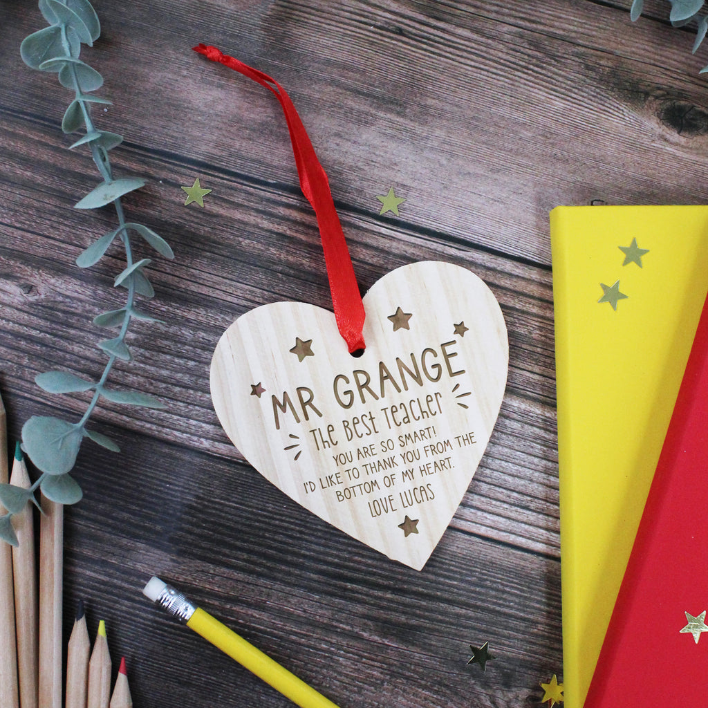 Personalised 'The Best Teacher' Hanging Heart Decoration