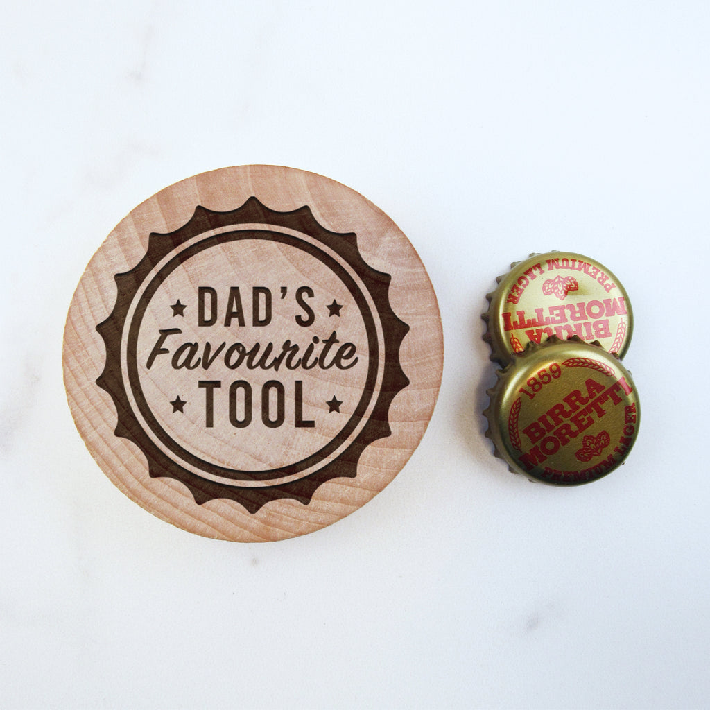 Dad's Favourite Tool Wooden Magnetic Bottle Opener