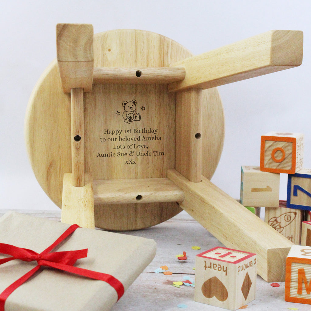 Personalised "On Your 1st Birthday" Wooden Stool