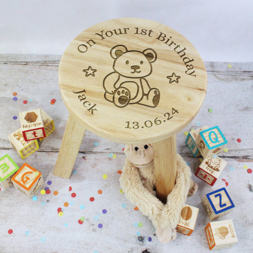 Personalised "On Your 1st Birthday" Wooden Stool