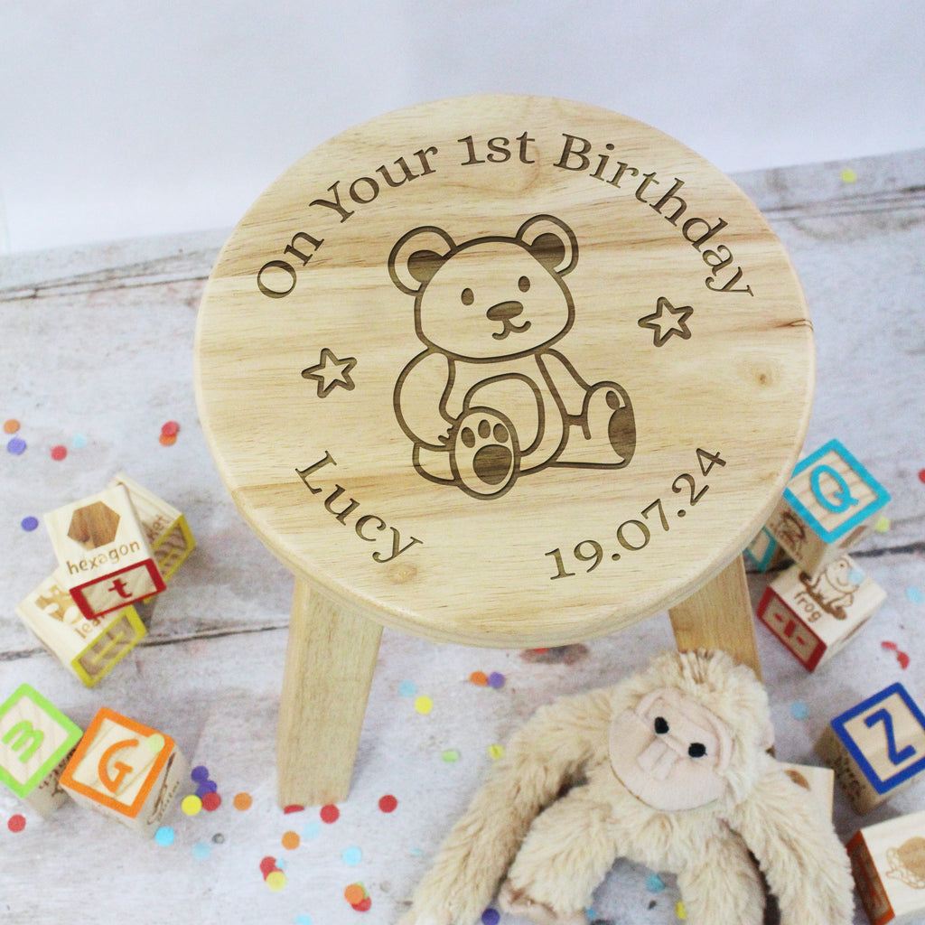 Personalised "On Your 1st Birthday" Wooden Stool