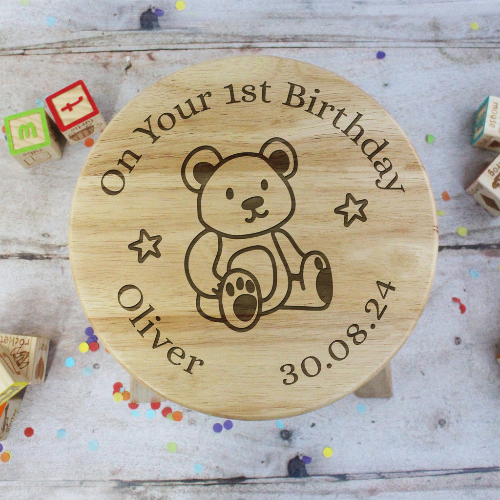 Personalised "On Your 1st Birthday" Wooden Stool