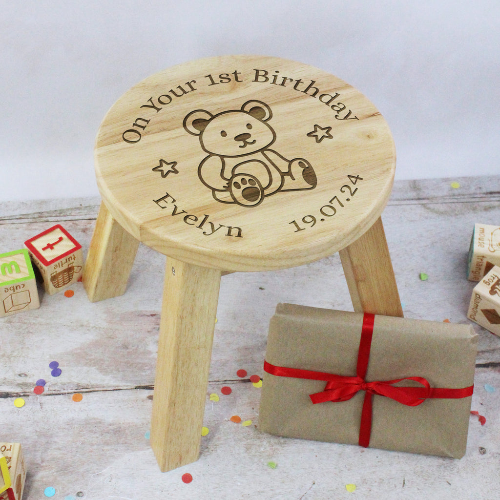 Personalised "On Your 1st Birthday" Wooden Stool