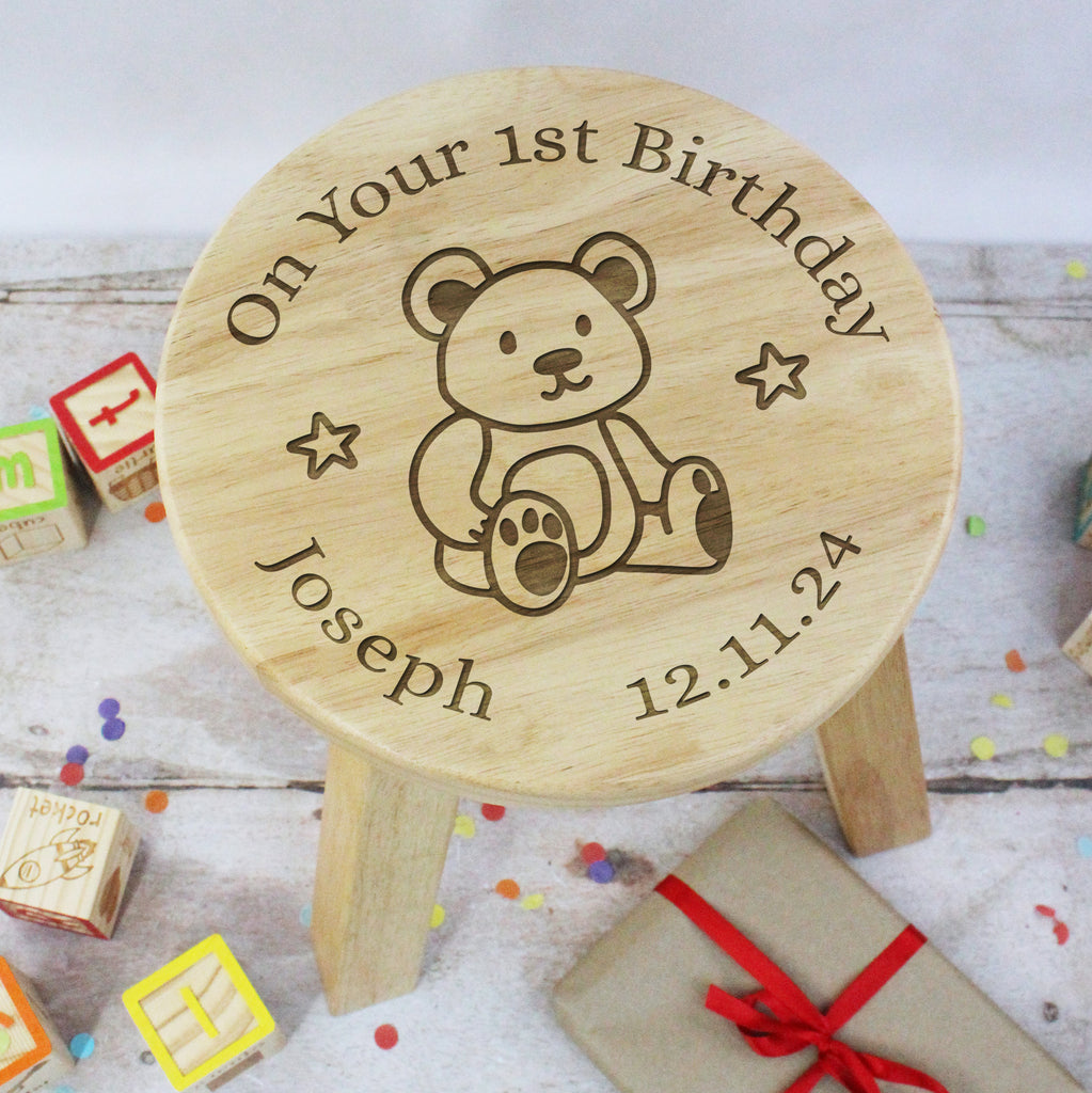 Personalised "On Your 1st Birthday" Wooden Stool