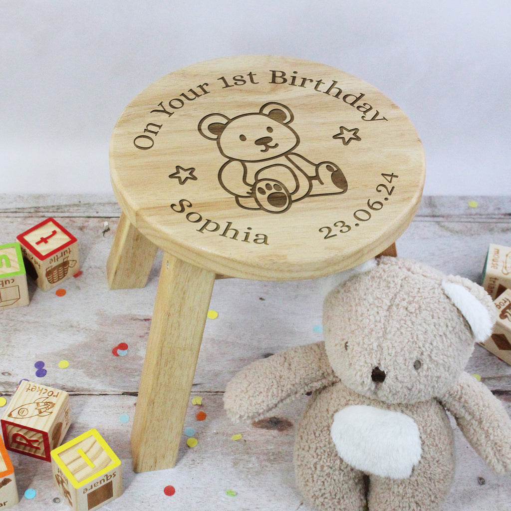 Personalised "On Your 1st Birthday" Wooden Stool