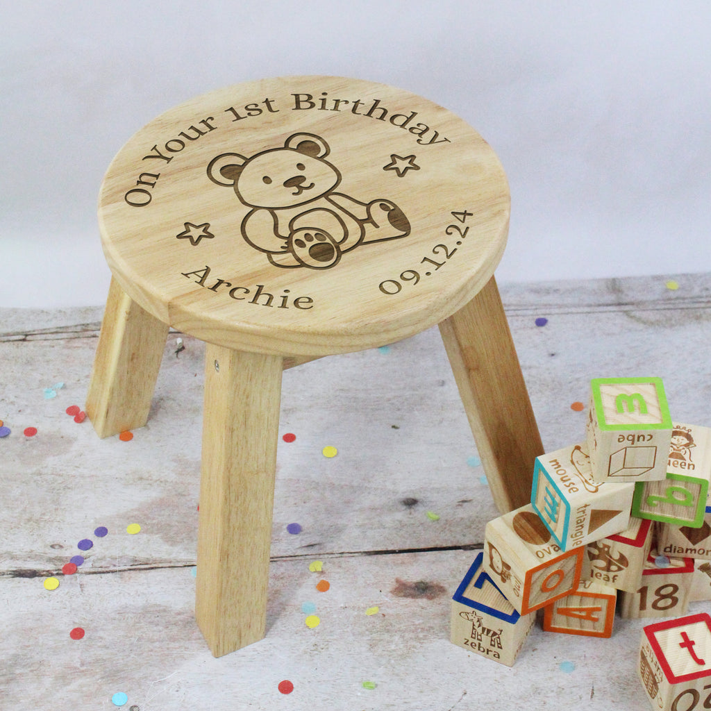 Personalised "On Your 1st Birthday" Wooden Stool