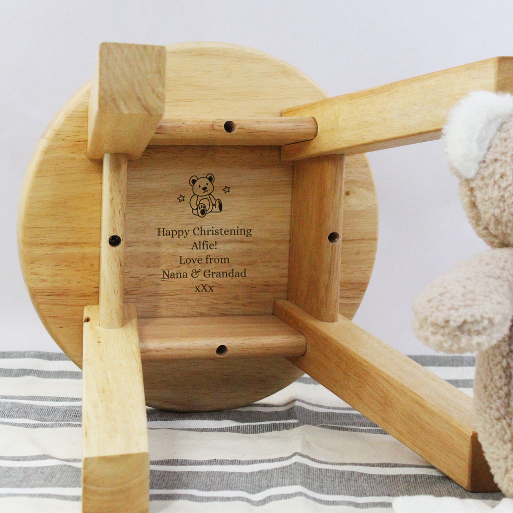 Personalised On Your Christening Wooden Stool Chair