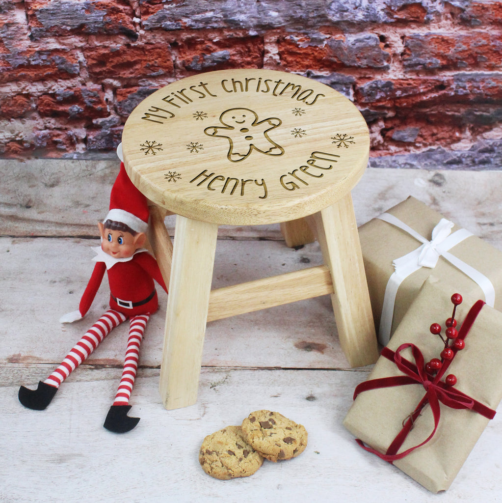 Personalised My First Christmas Wooden Baby Stool