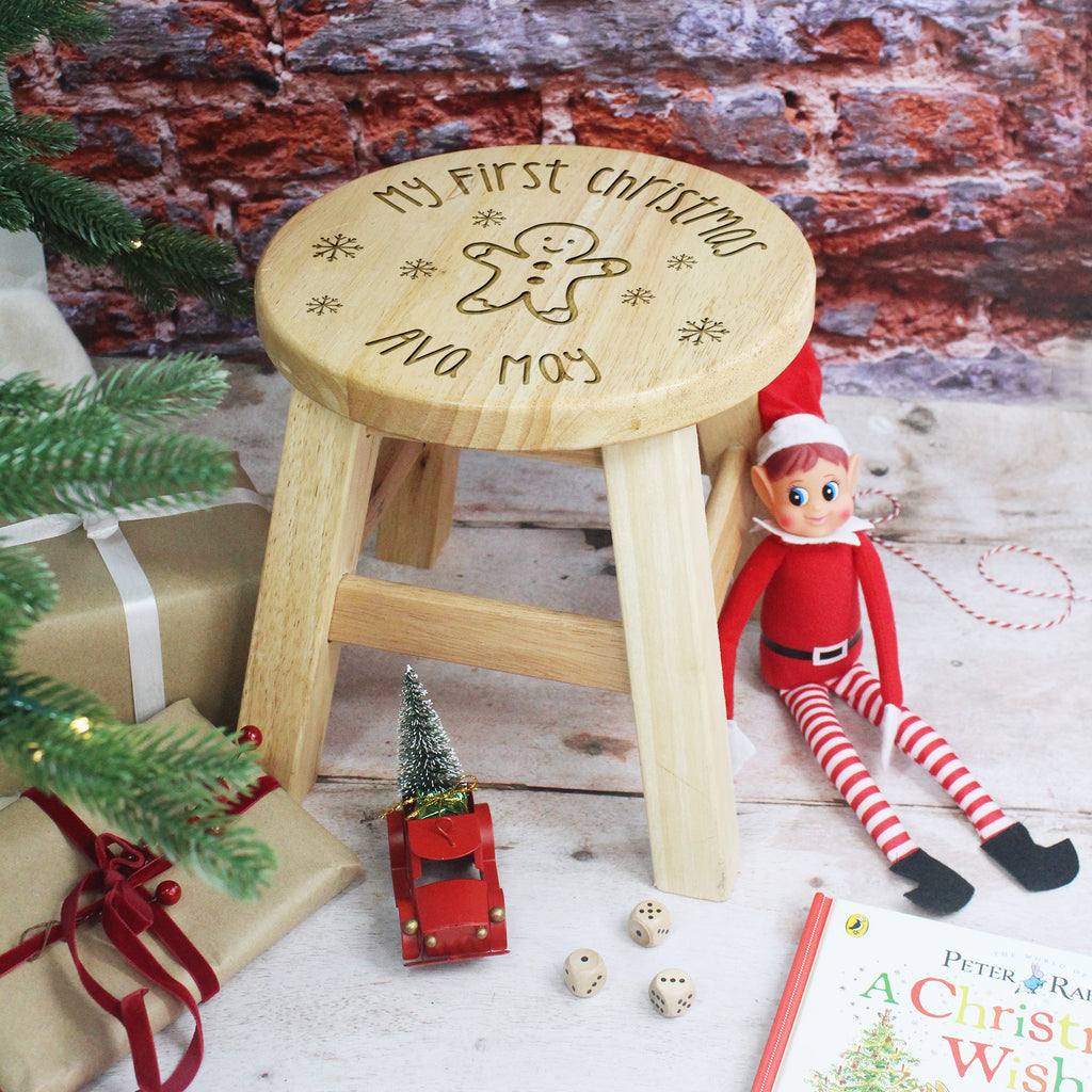 Personalised My First Christmas Wooden Baby Stool