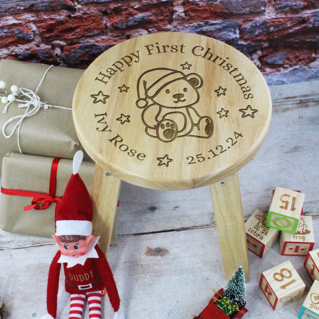 Personalised 'Happy First Christmas' Stool