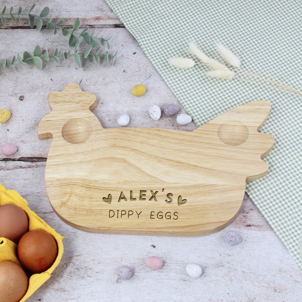 Personalised Chicken Shaped Wooden Dippy Eggs Board