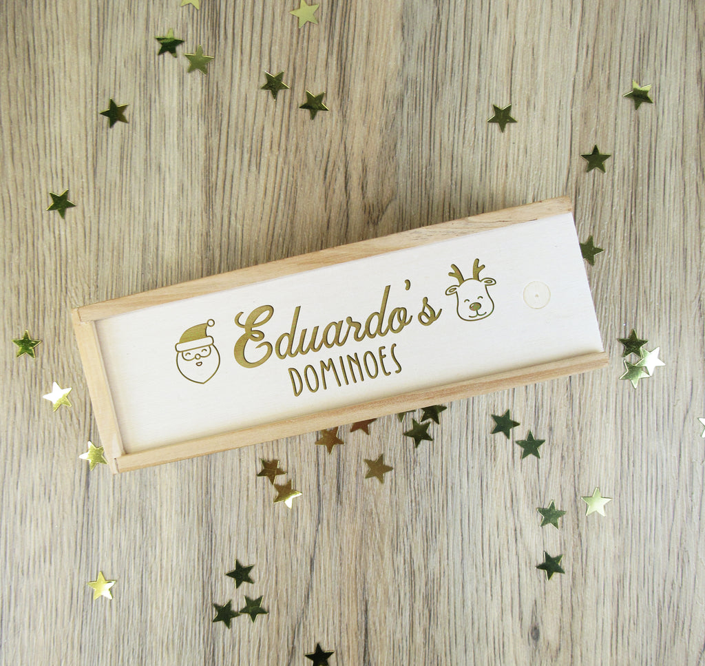 Personalised Wooden Christmas Dominoes with Eco Friendly Box