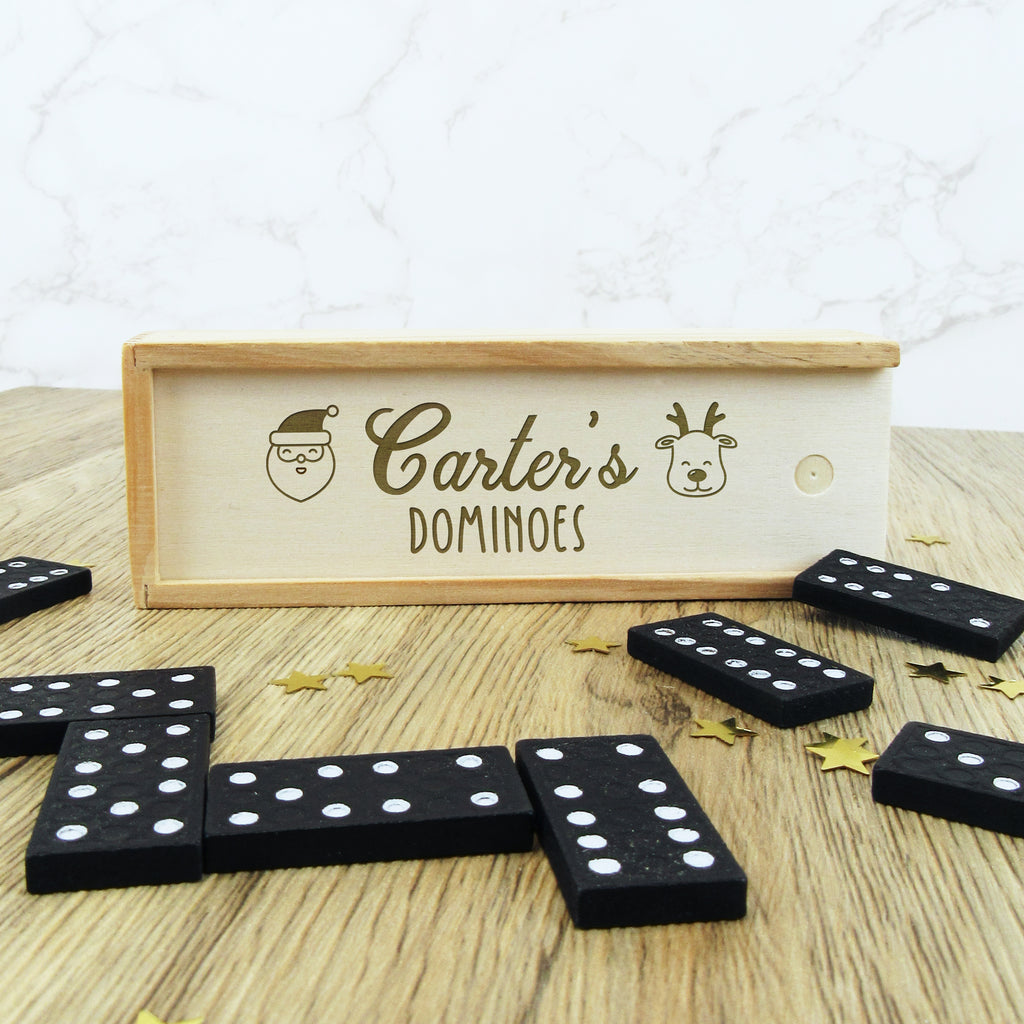 Personalised Wooden Christmas Dominoes with Eco Friendly Box