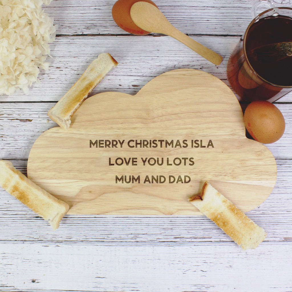 Personalised Cloud Shaped 'Dippy Eggs' Breakfast Board