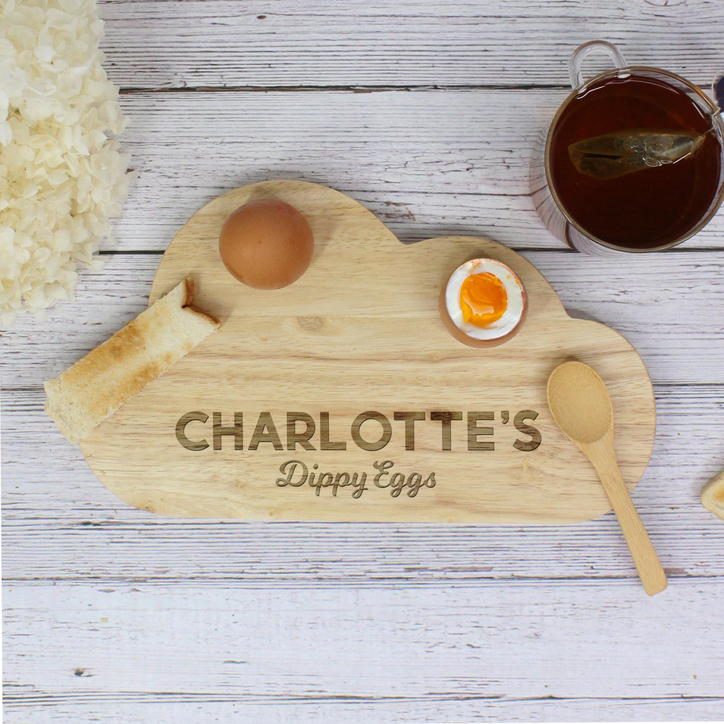 Personalised Cloud Shaped 'Dippy Eggs' Breakfast Board