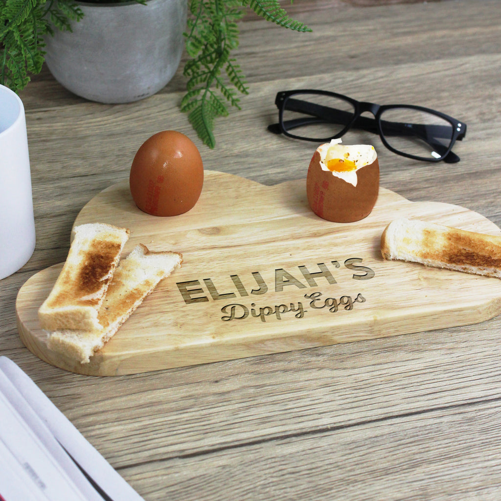 Personalised Cloud Shaped 'Dippy Eggs' Breakfast Board