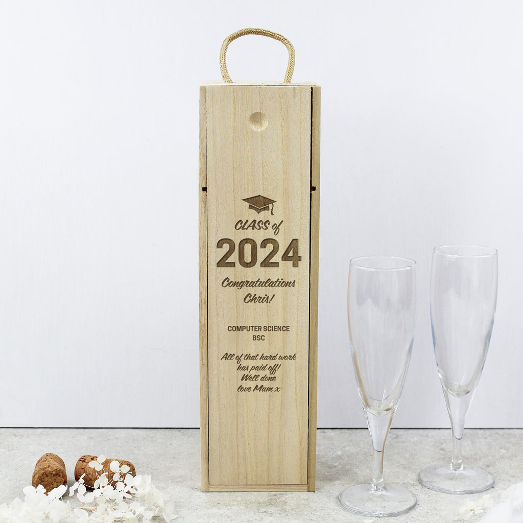 Personalised Wooden Class of 2024 Graduation Wine Box