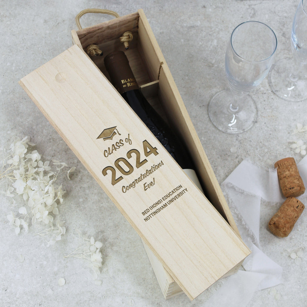 Personalised Wooden Class of 2024 Graduation Wine Box