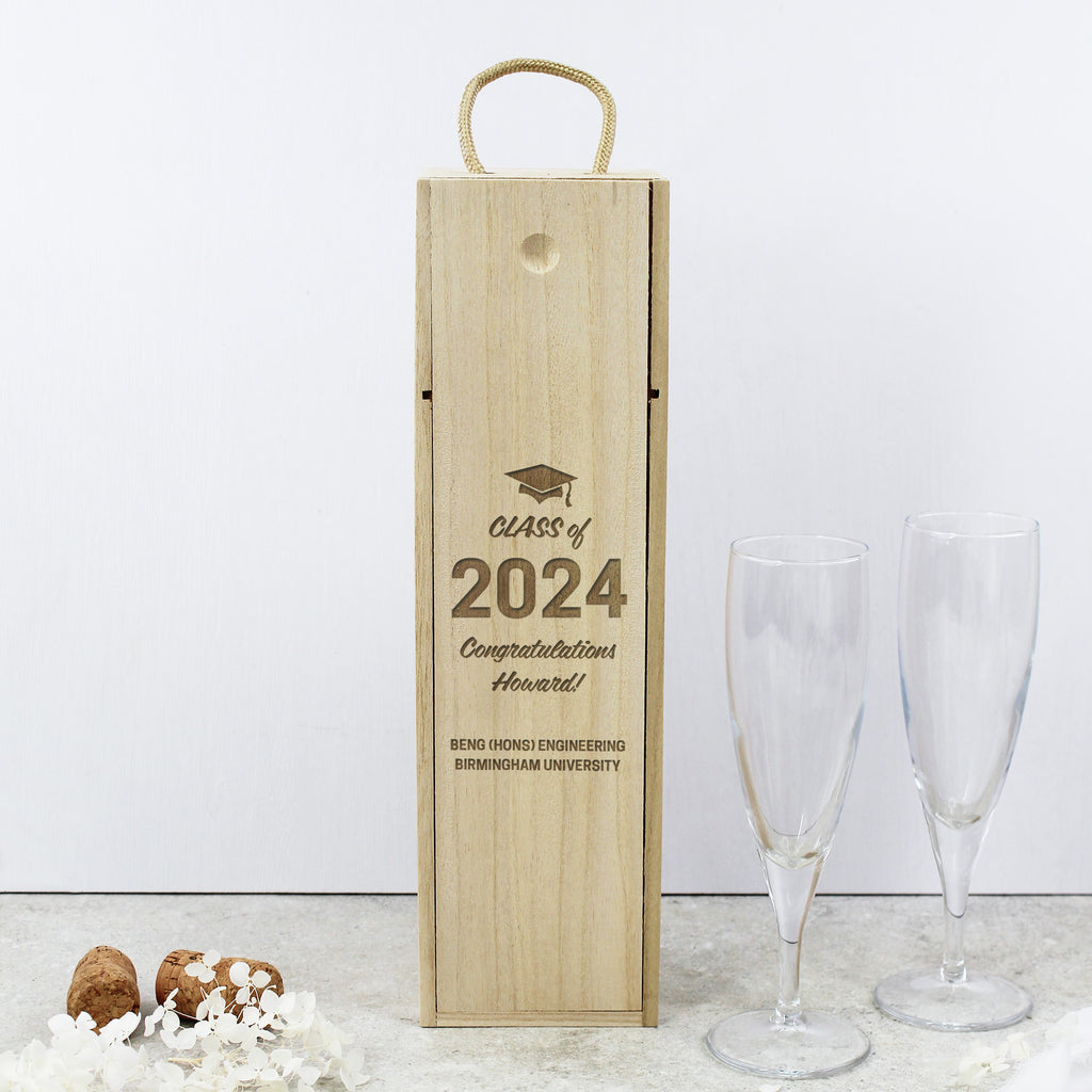 Personalised Wooden Class of 2024 Graduation Wine Box