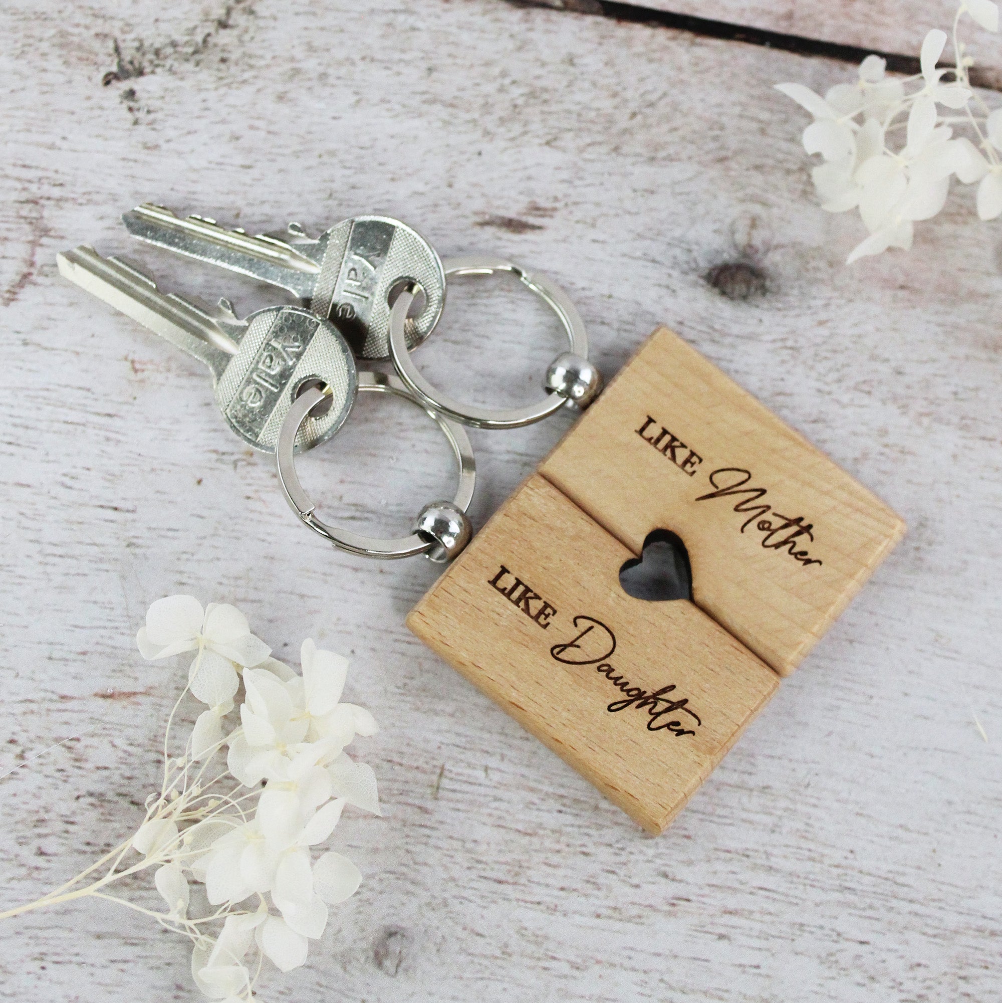 Mother Daughter Key Rings - Wooden Set of 2 – GiftsInAJiffy
