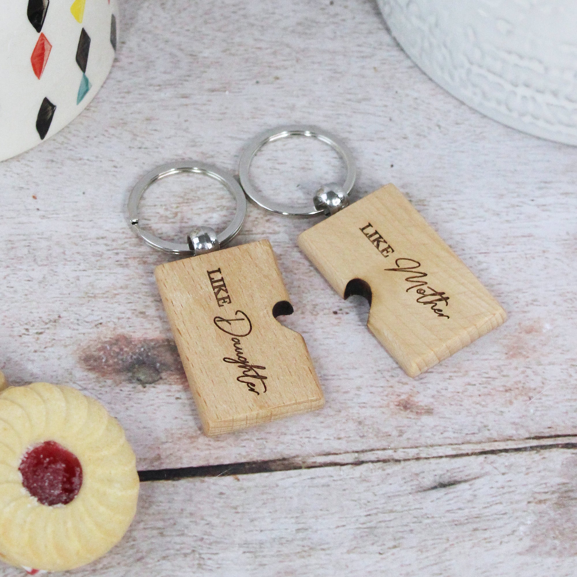Mother Daughter Key Rings - Wooden Set of 2 – GiftsInAJiffy