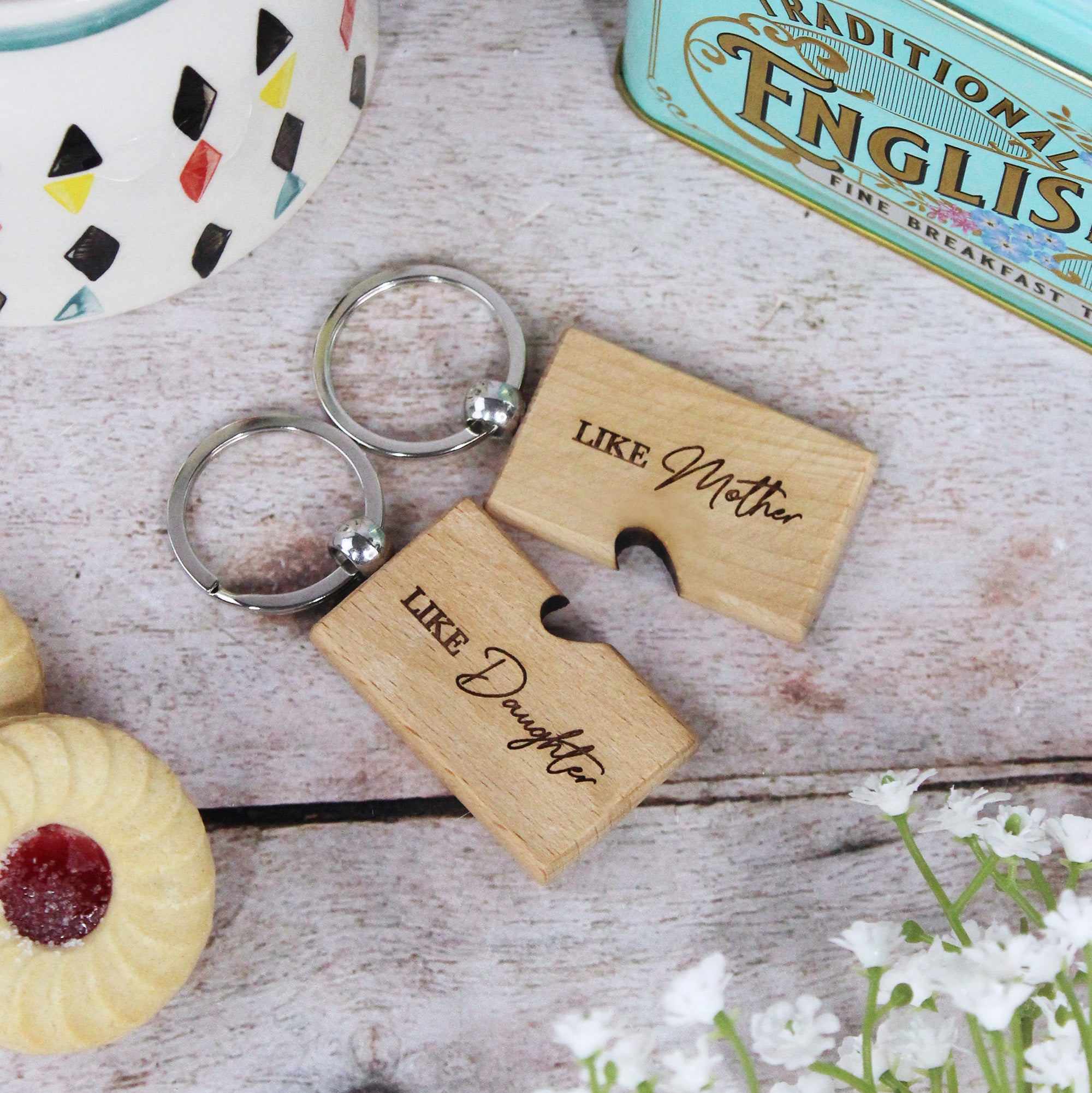 Mother Daughter Key Rings - Wooden Set of 2 – GiftsInAJiffy