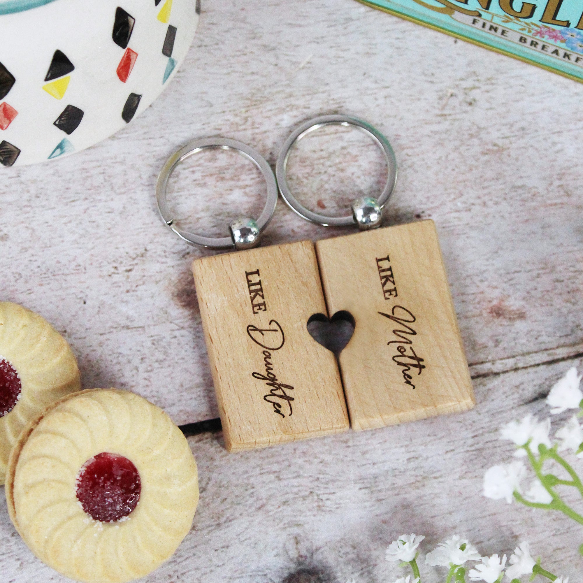 Key Rings For Mom Mother Daughter Key Rings - Wooden Set of 2 – GiftsInAJiffy